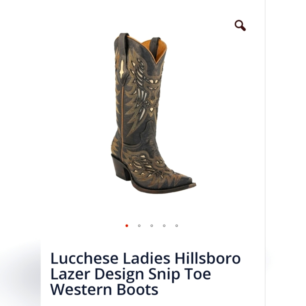 Women's gently loved Lucchese Hillsboro sniptoe boots. Black crackle&tan sz 6